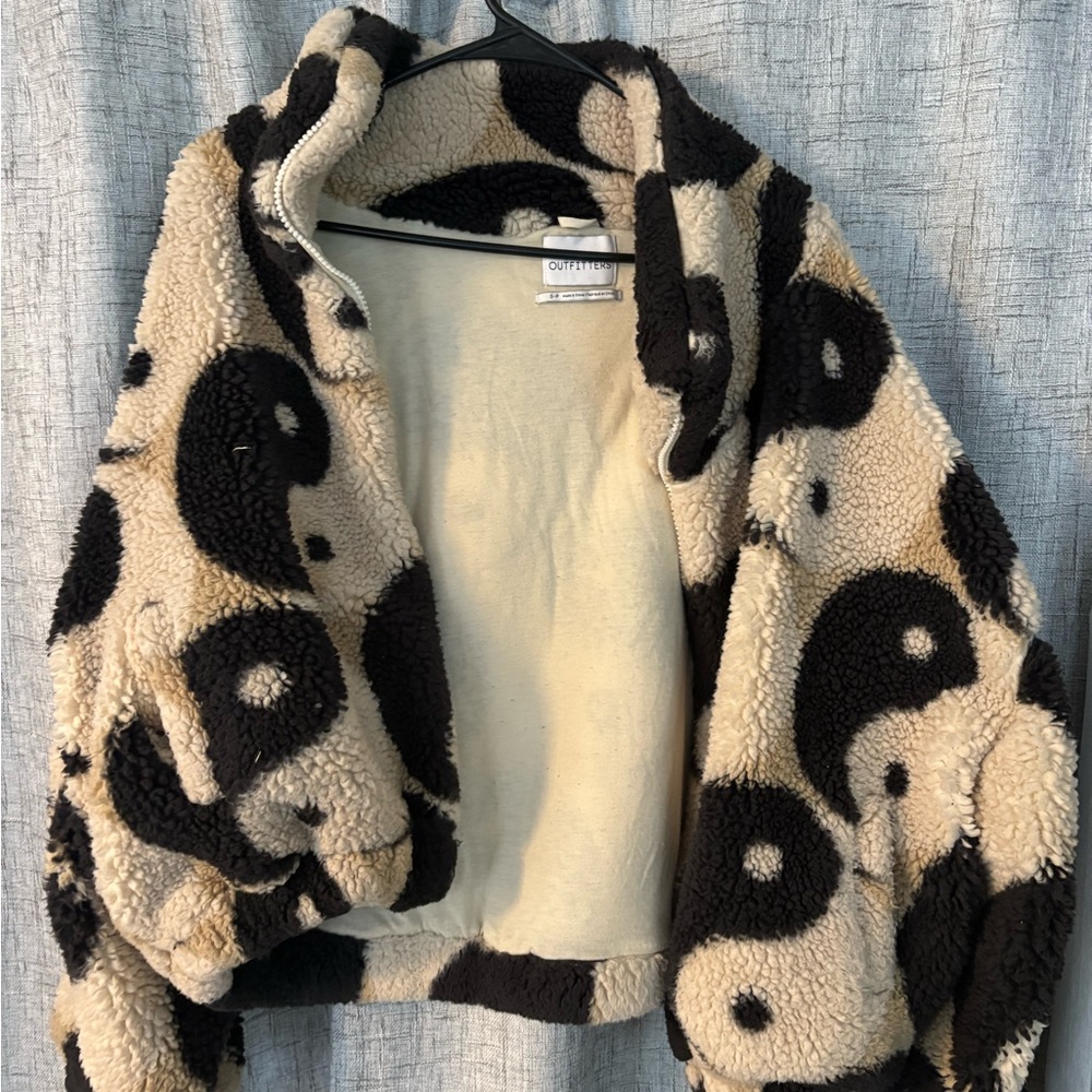 Urban Outfitters Black and Cream Teddy Jacket